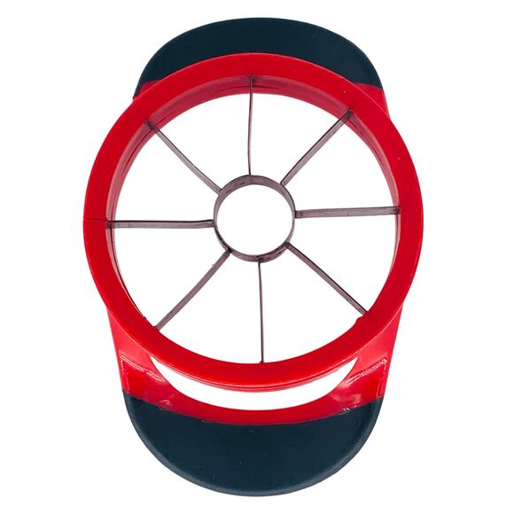 Apple Slicer Cutter Stainless Steel Corer Red Handle Slice Blade Pear One Motion - Picture 2 of 7